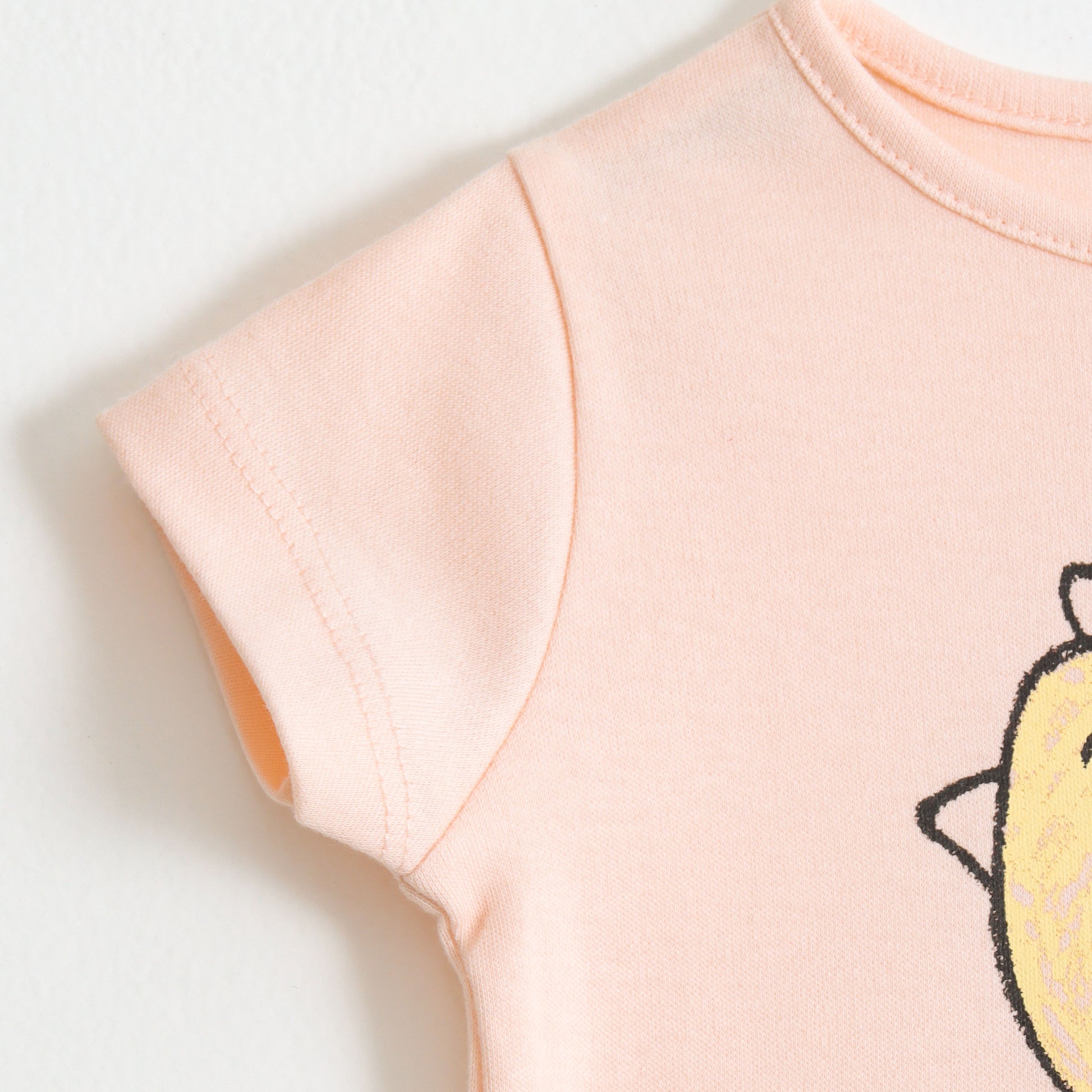 Baby Girls Peach Chick Graphic Printed Cotton T-Shirt