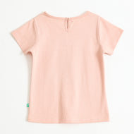 Baby Girls Peach Puppy Graphic Printed Cotton T-Shirt