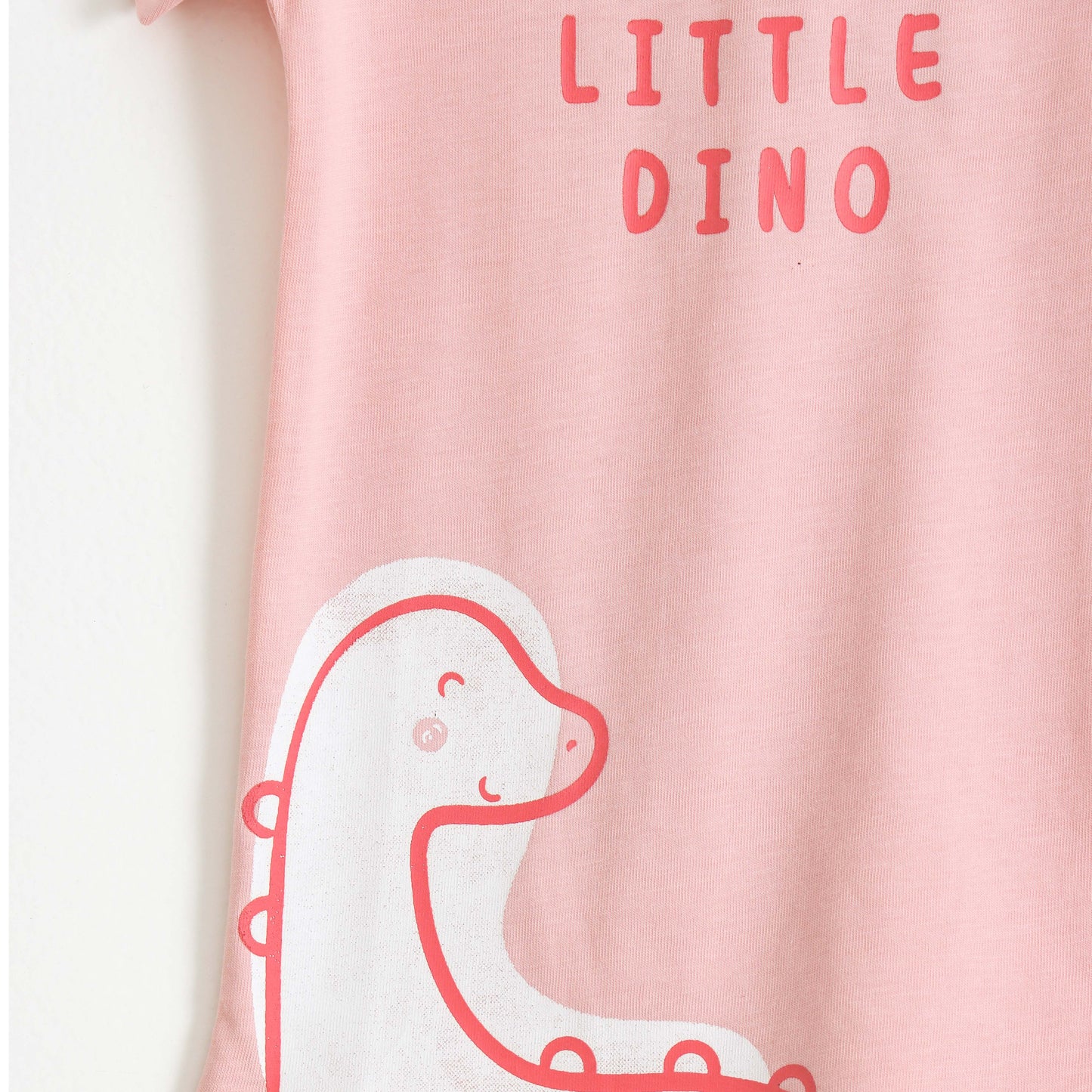 Baby Girls Pink Little Dino Graphic Printed Cotton T-Shirt
