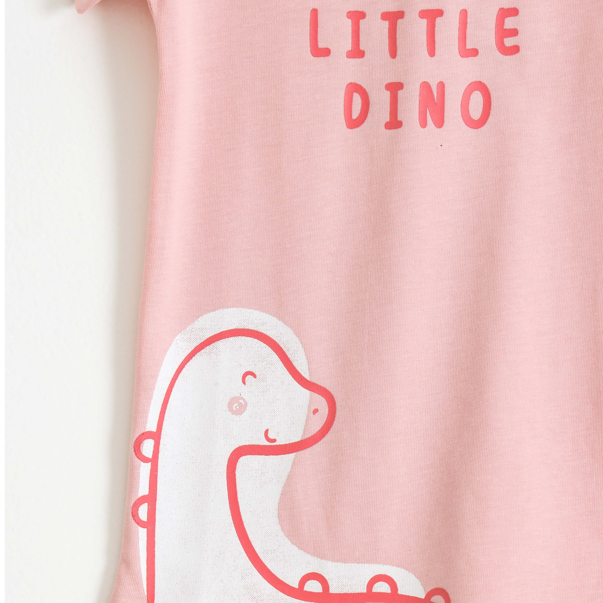 Baby Girls Pink Little Dino Graphic Printed Cotton T-Shirt