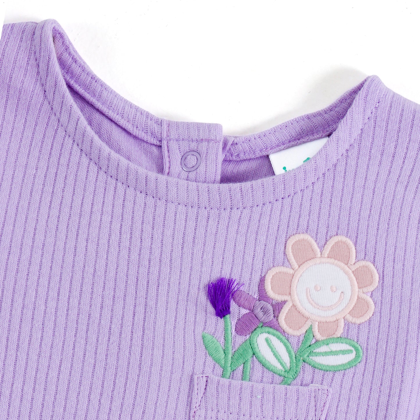 Girls Lavender Floral Layered Dress with Embroidered Pocket