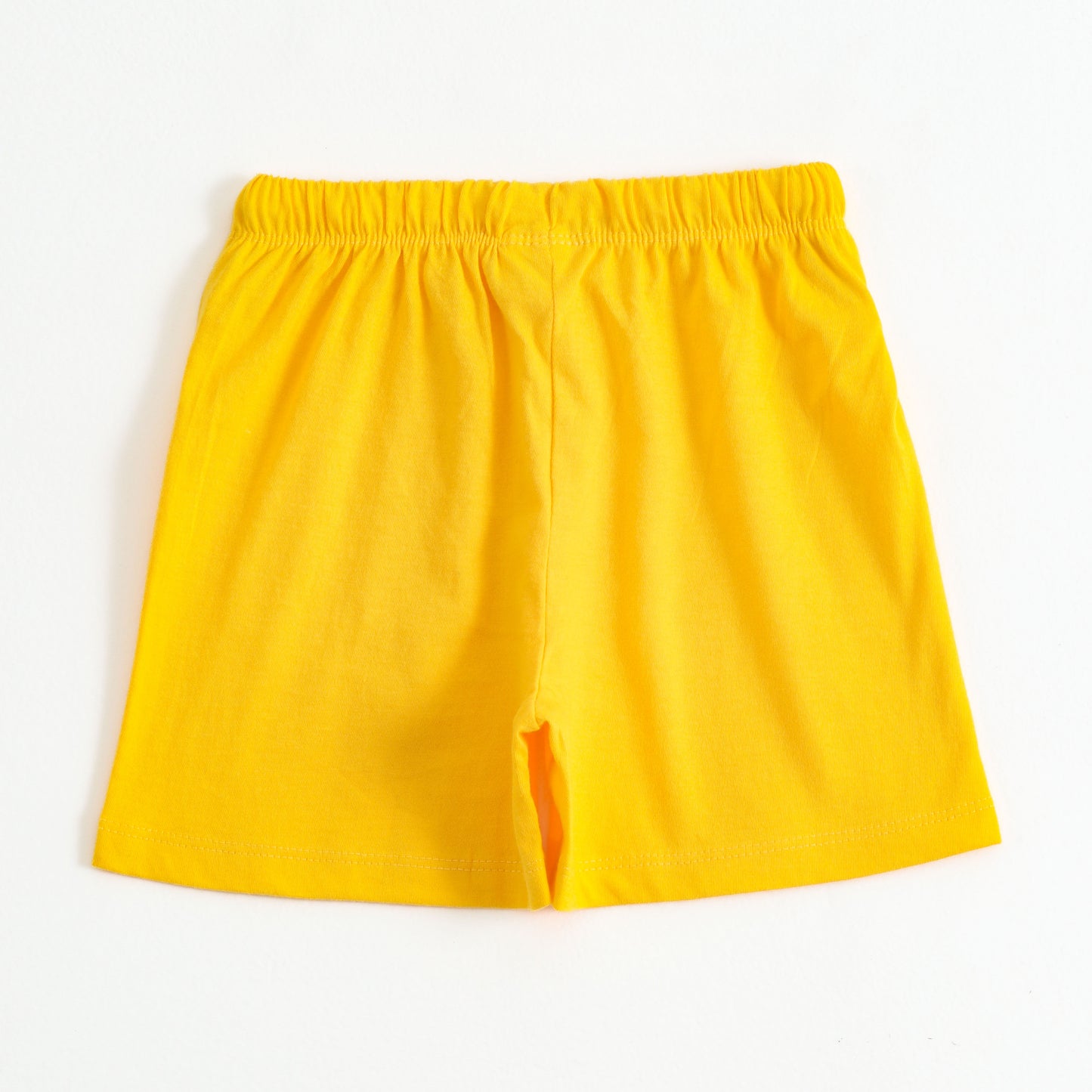 Girls Yellow Smiley Face Printed Cotton Shorts