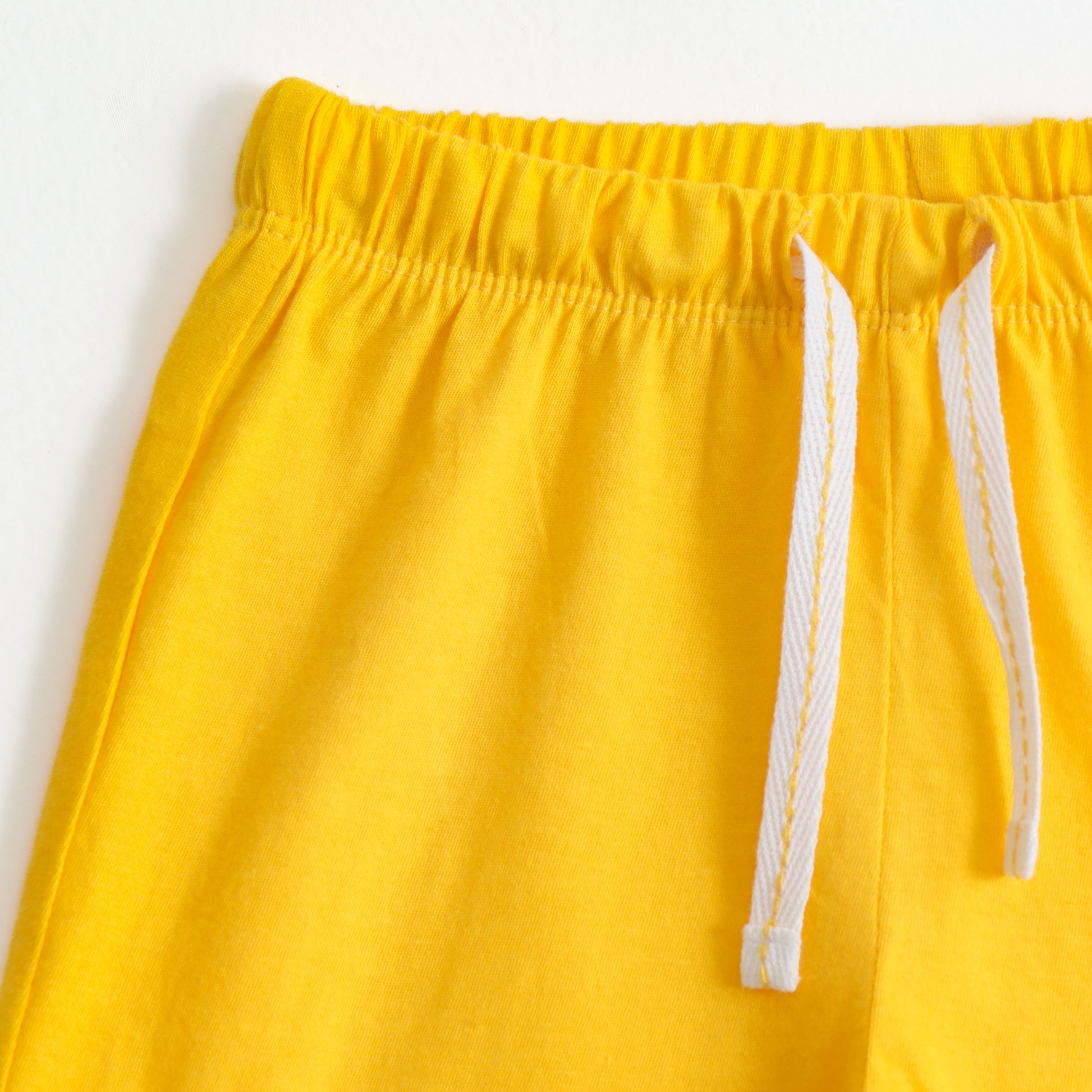 Girls Yellow Smiley Face Printed Cotton Shorts