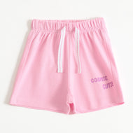 Girls Pink Cosmic Cutie Graphic Printed Cotton Knit Regular Fit Shorts