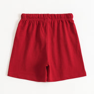 Girls Maroon Heart Graphic Printed Cotton Knit Regular Fit Shorts
