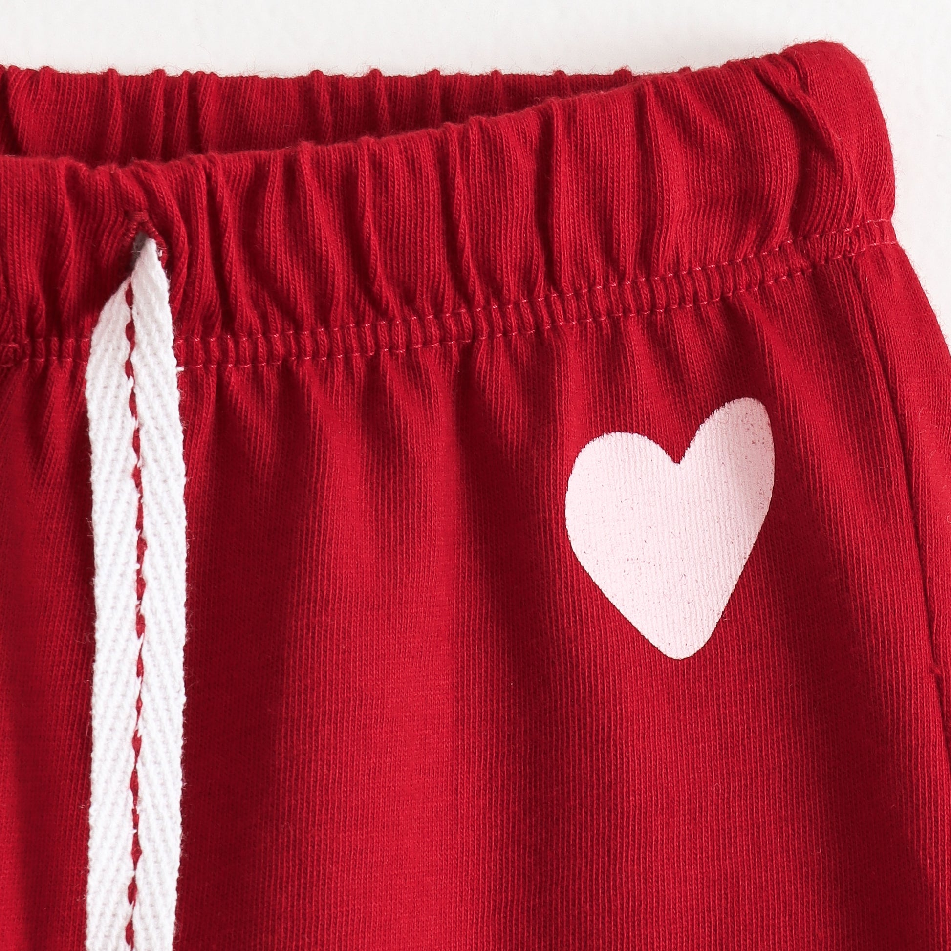 Girls Maroon Heart Graphic Printed Cotton Knit Regular Fit Shorts