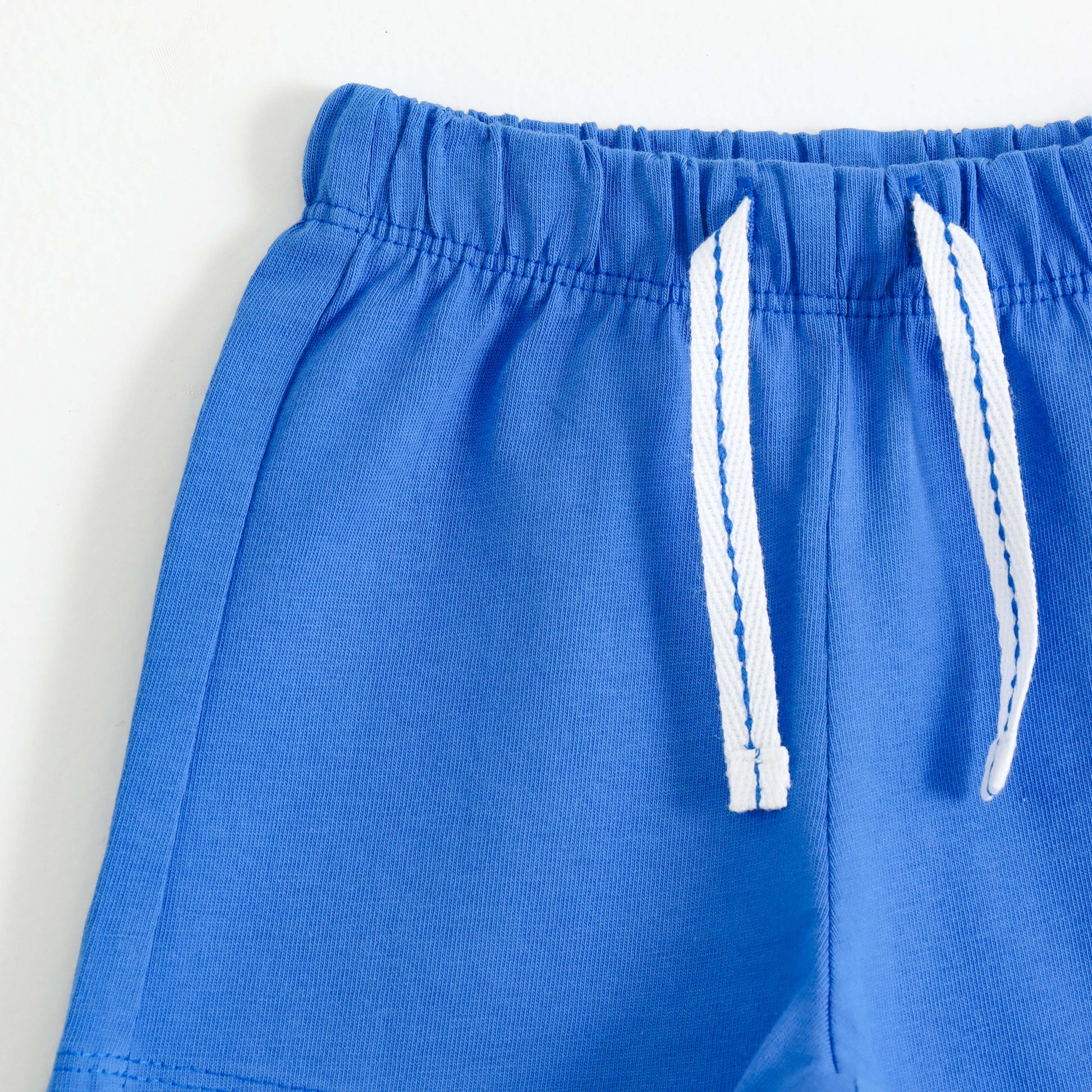 Girls Blue Heart Print Cotton Knit Shorts