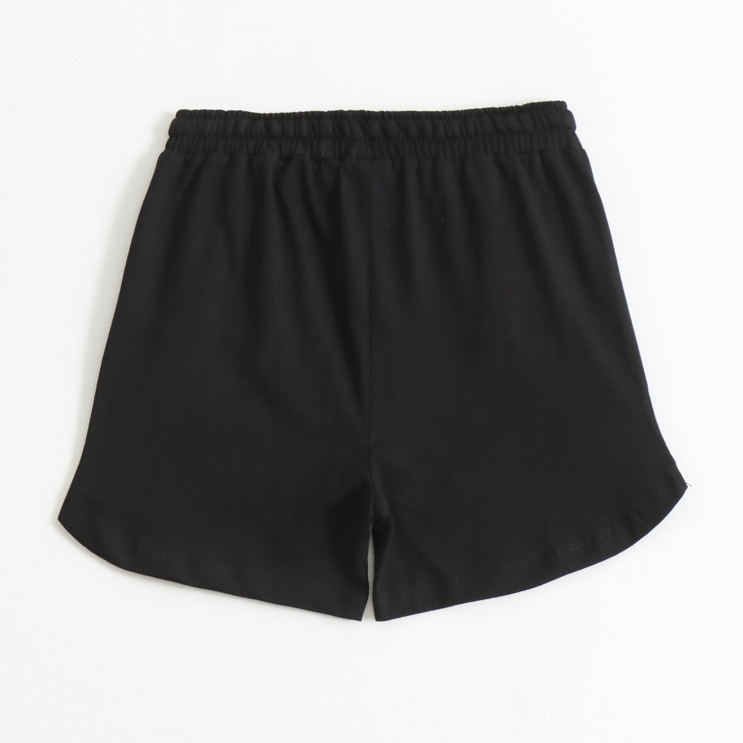 Girls Black Heart Print Cotton Knit Shorts