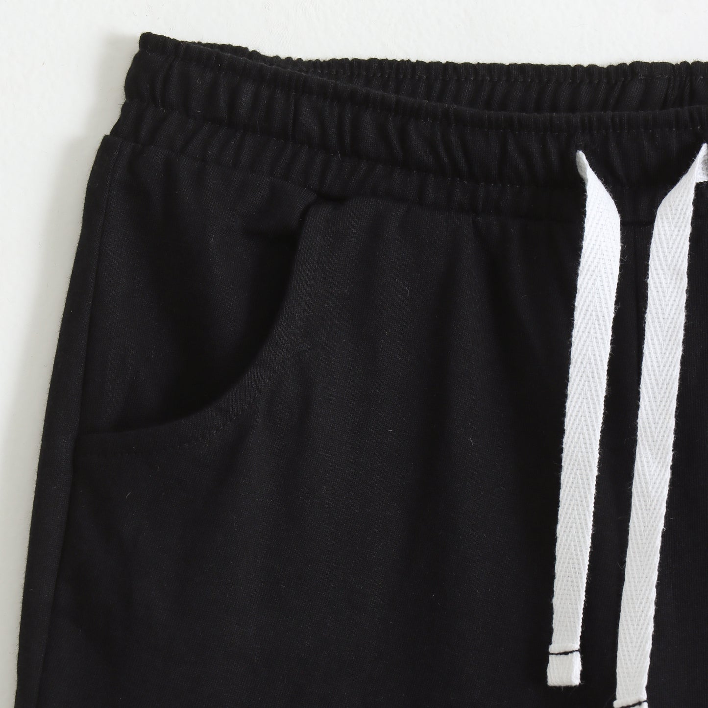 Girls Black Heart Print Cotton Knit Shorts