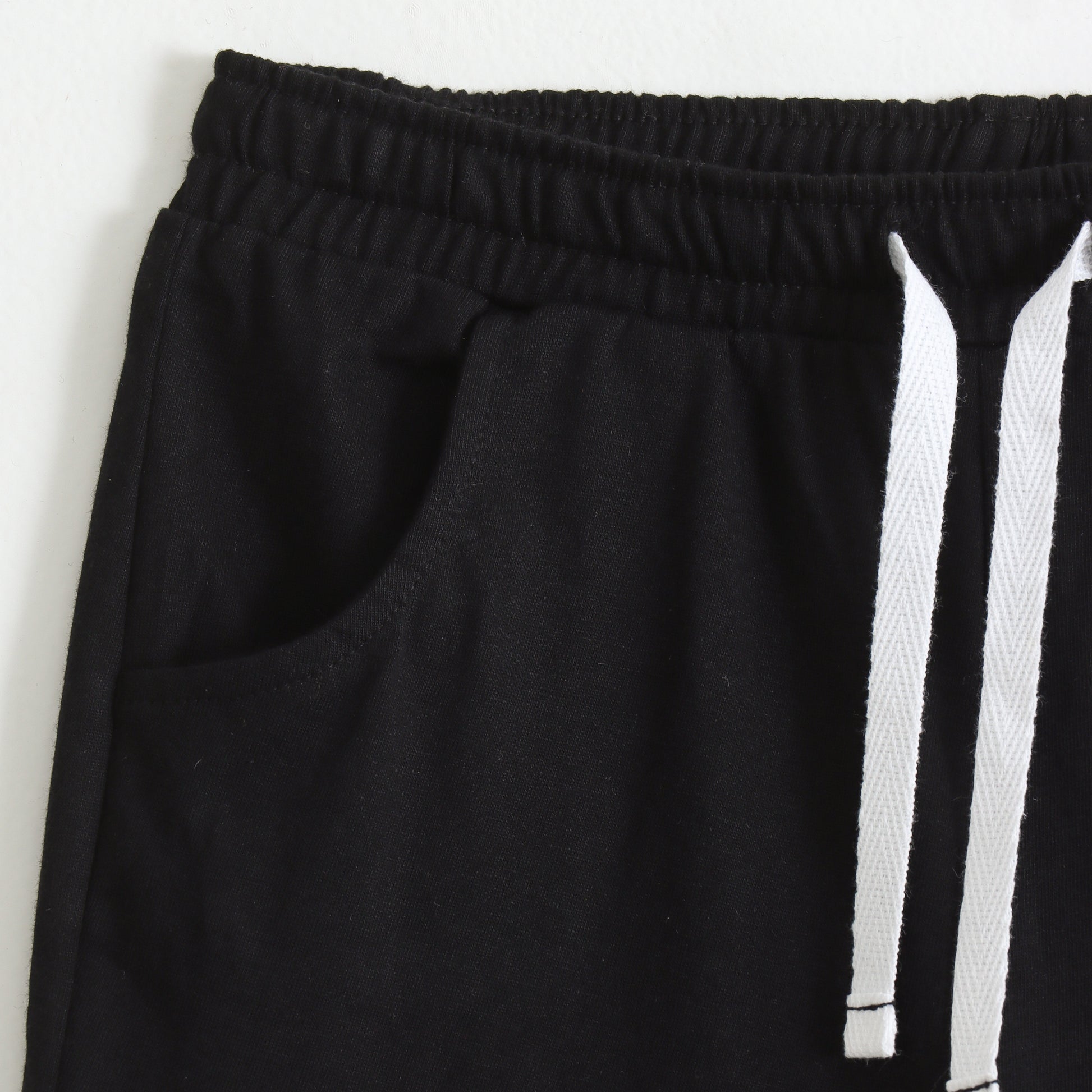 Girls Black Heart Print Cotton Knit Shorts