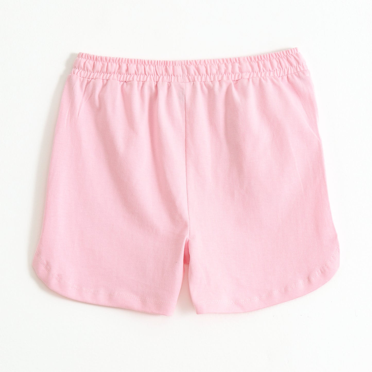 Girls Pink Bow Print Cotton Knit Shorts