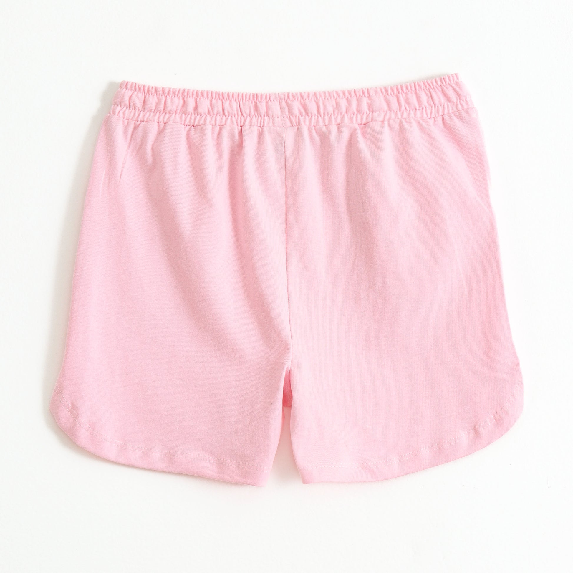 Girls Pink Bow Print Cotton Knit Shorts