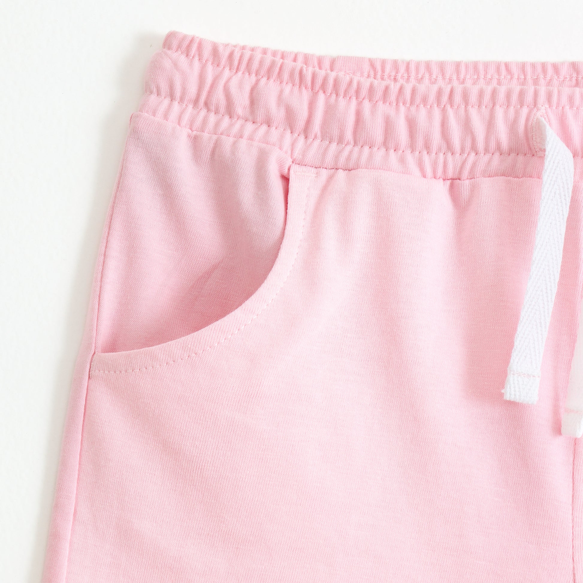 Girls Pink Bow Print Cotton Knit Shorts