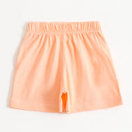 Baby Girls Peach Smiley Print Cotton Knit Shorts
