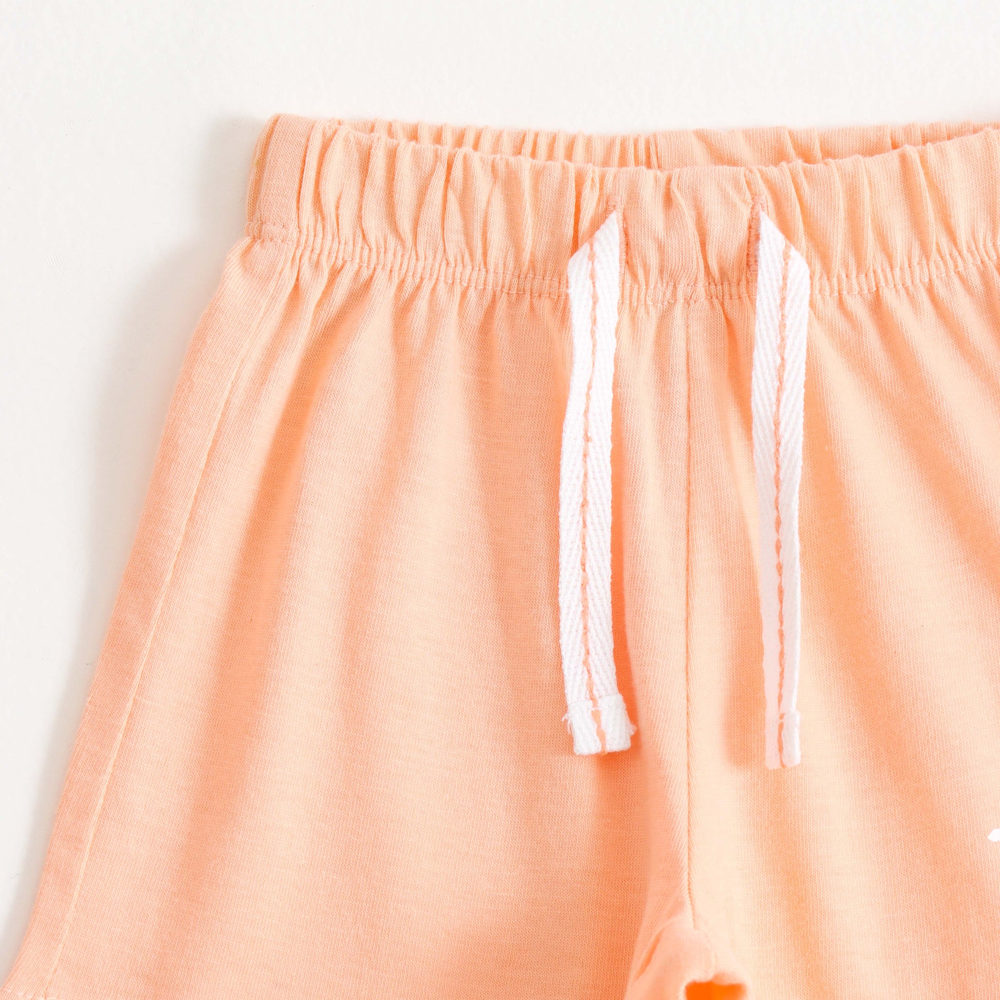 Baby Girls Peach Smiley Print Cotton Knit Shorts