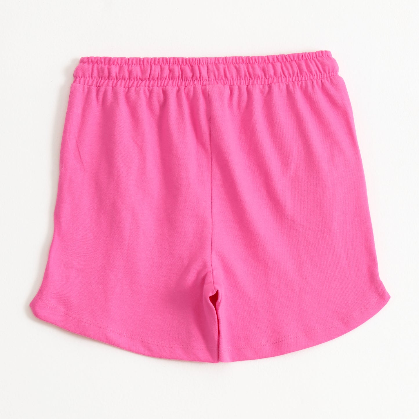Girls Fuchsia Cotton Knit Shorts with Patch Detail