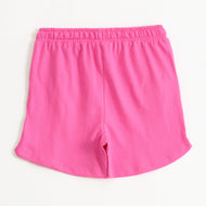 Girls Fuchsia Cotton Knit Shorts with Patch Detail