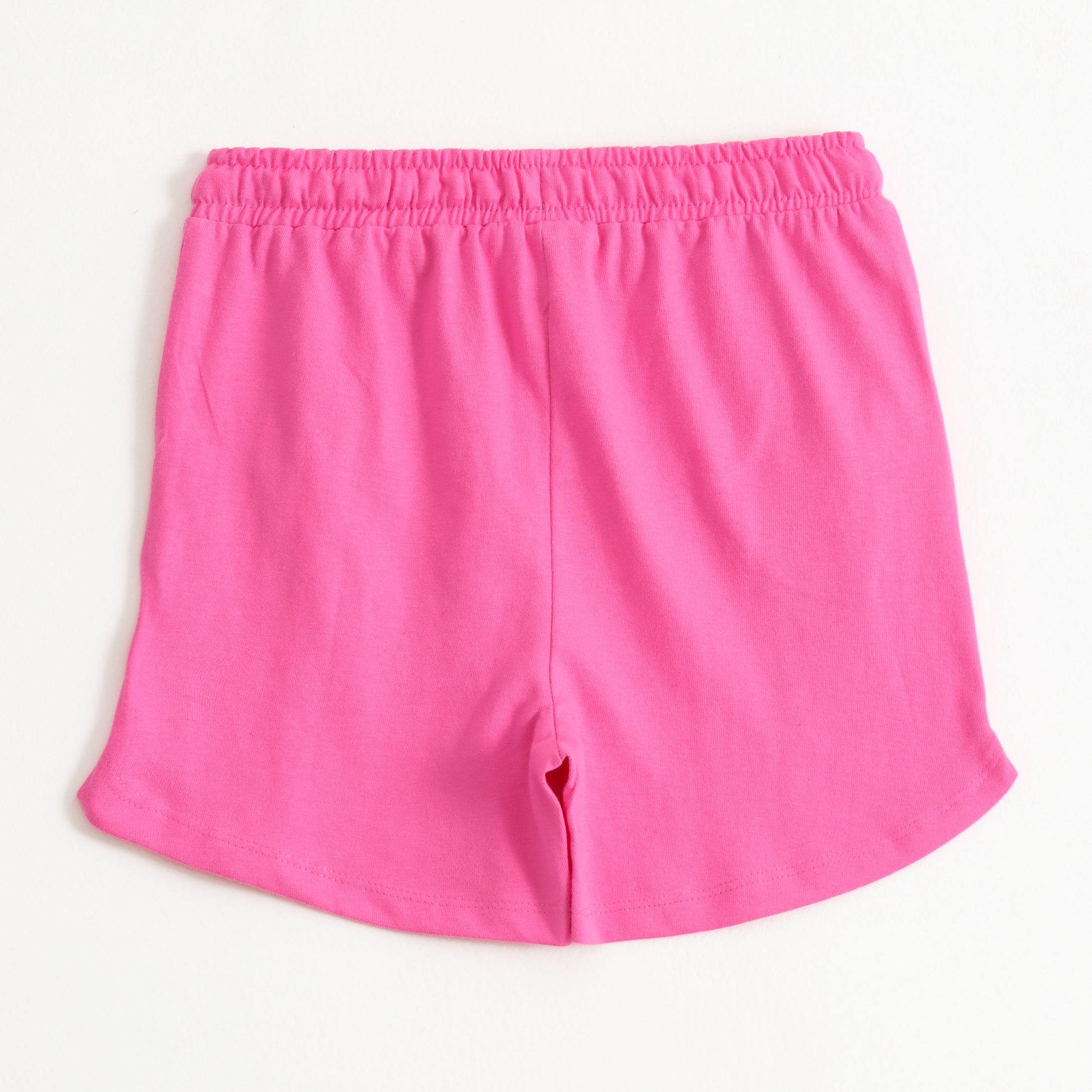 Girls Fuchsia Cotton Knit Shorts with Patch Detail