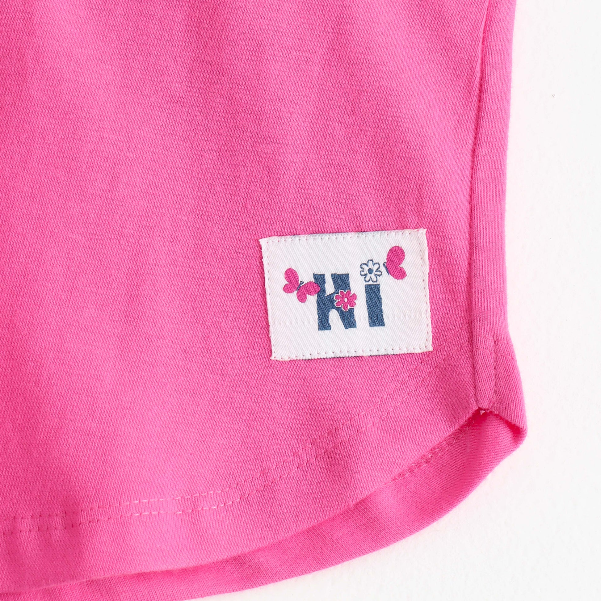 Girls Fuchsia Cotton Knit Shorts with Patch Detail