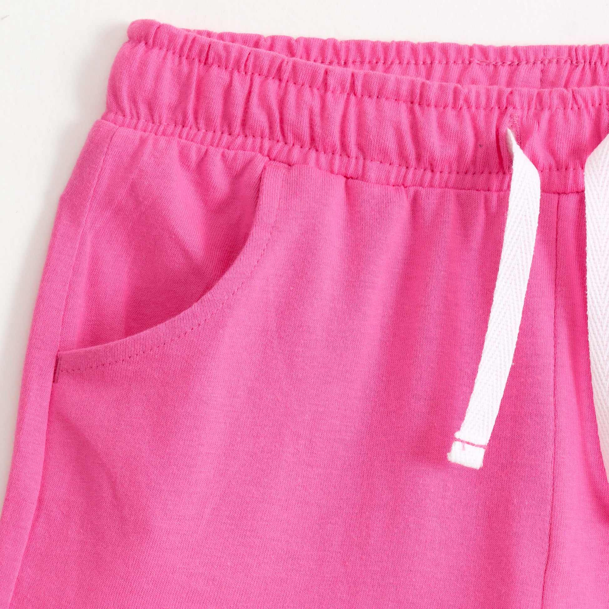 Girls Fuchsia Cotton Knit Shorts with Patch Detail