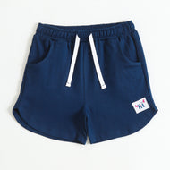 Girls Navy Blue Cotton Knit Shorts