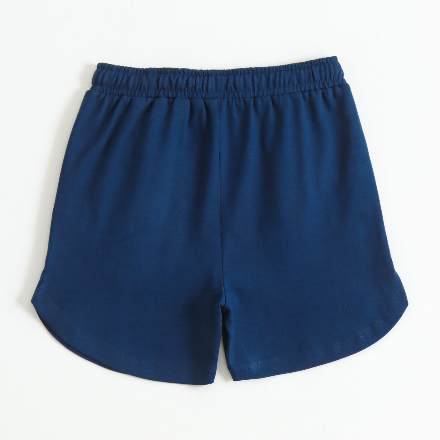 Girls Navy Blue Cotton Knit Shorts