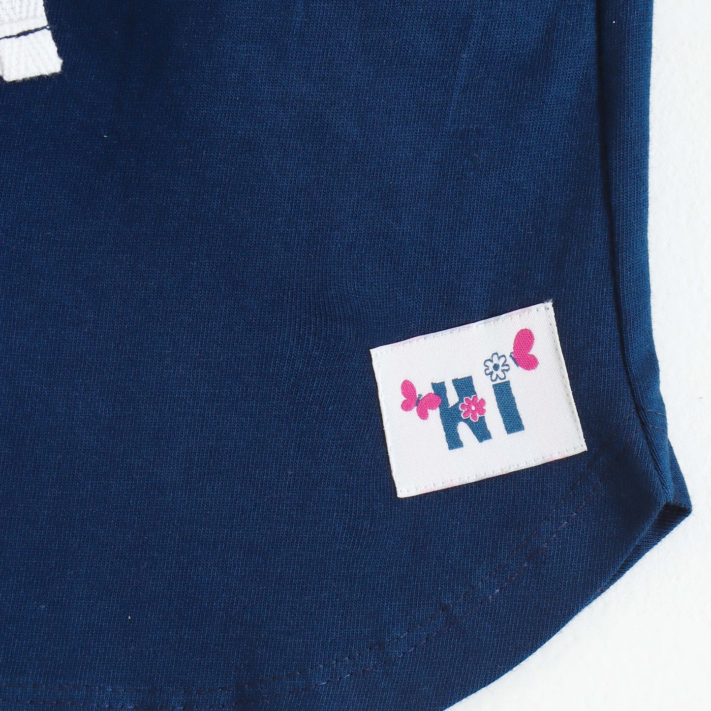 Girls Navy Blue Cotton Knit Shorts