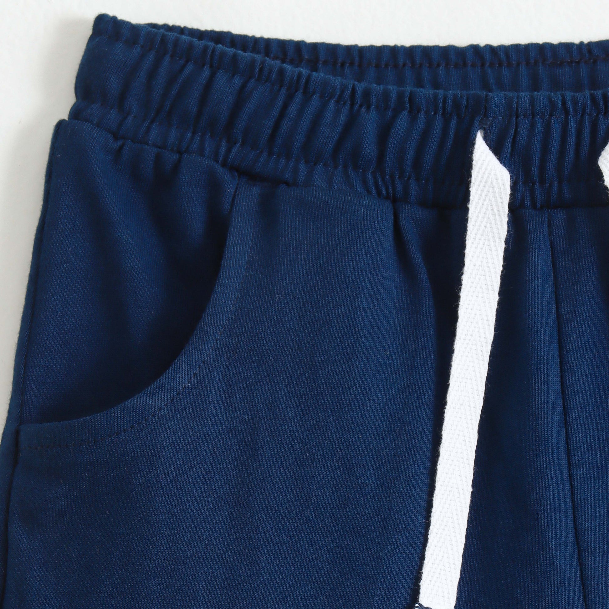 Girls Navy Blue Cotton Knit Shorts
