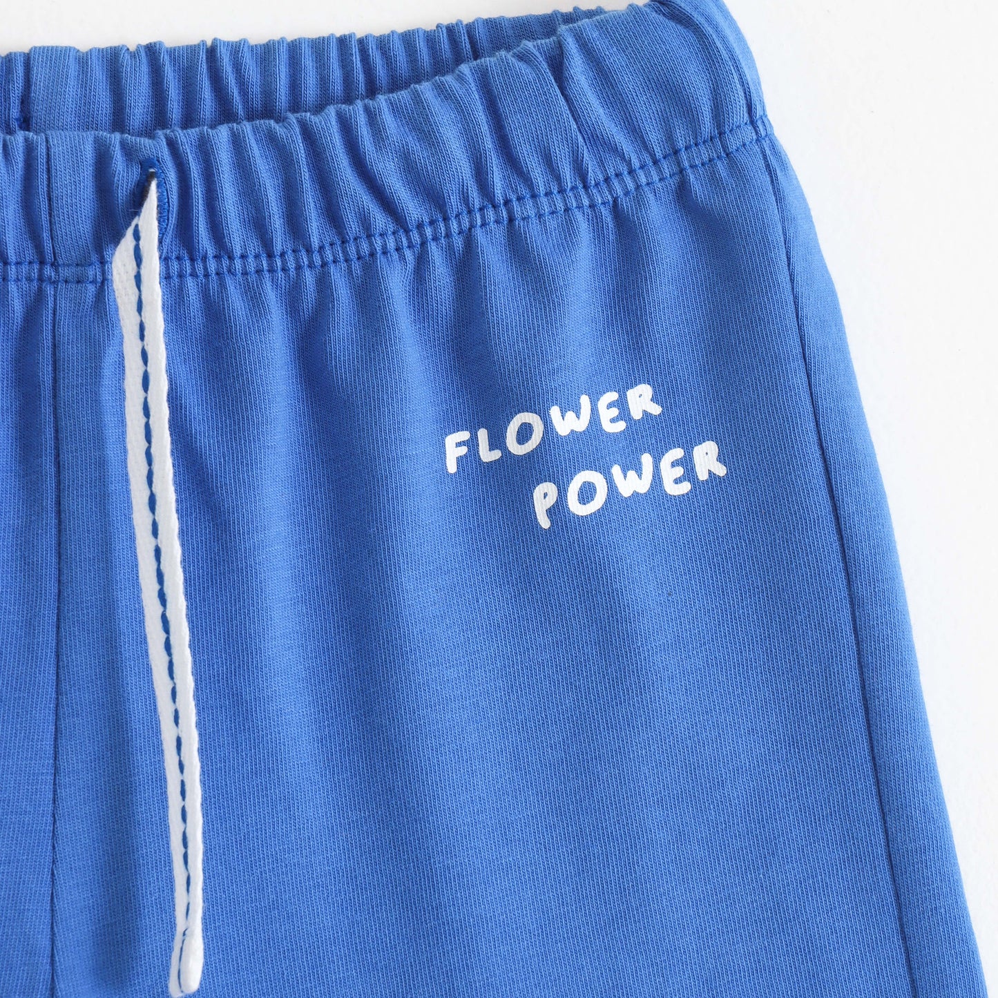 Girls Blue Flower Power Printed Cotton Knit Shorts