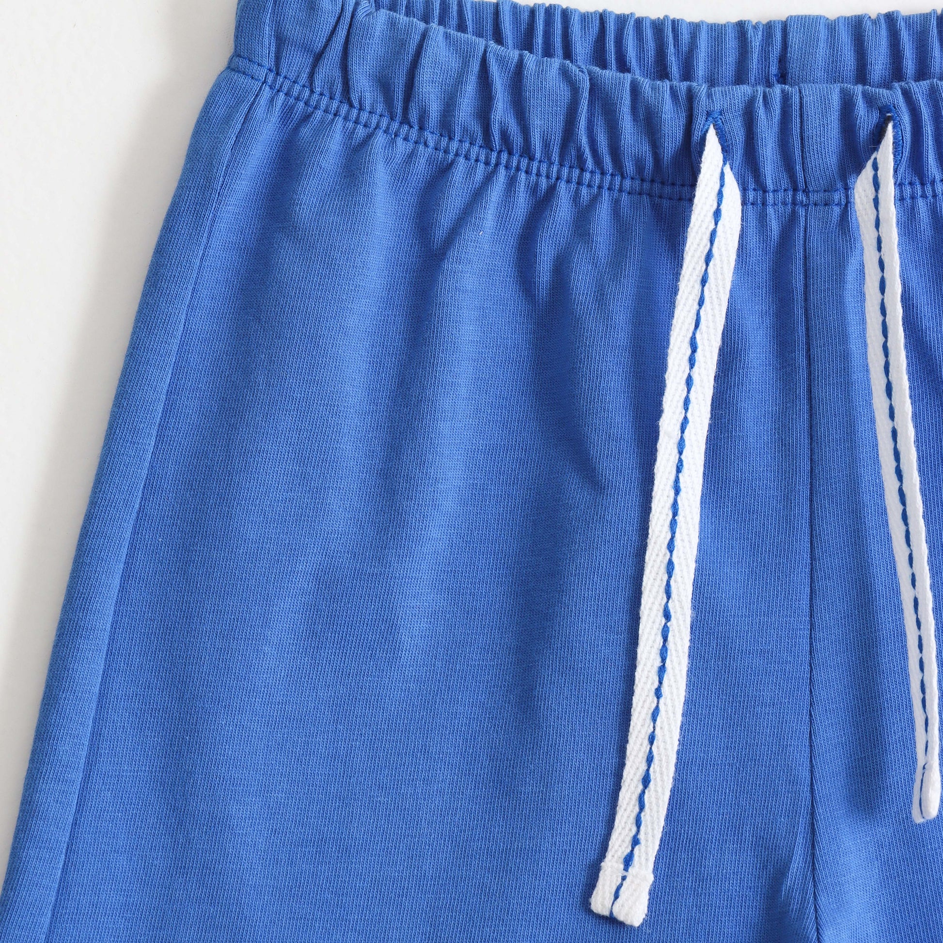 Girls Blue Flower Power Printed Cotton Knit Shorts