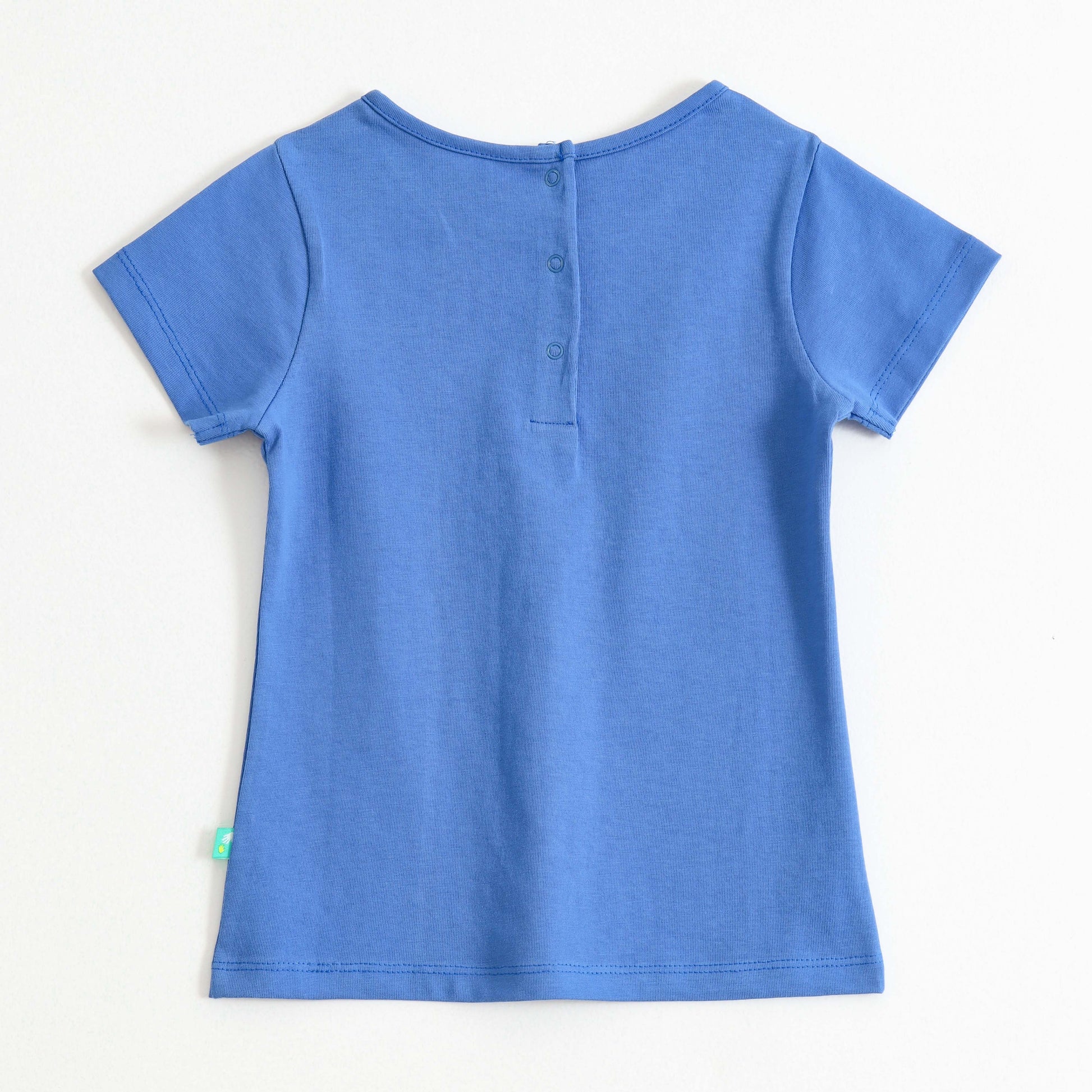 Girls Blue Joyful Saturn Graphic Printed Cotton T-Shirt