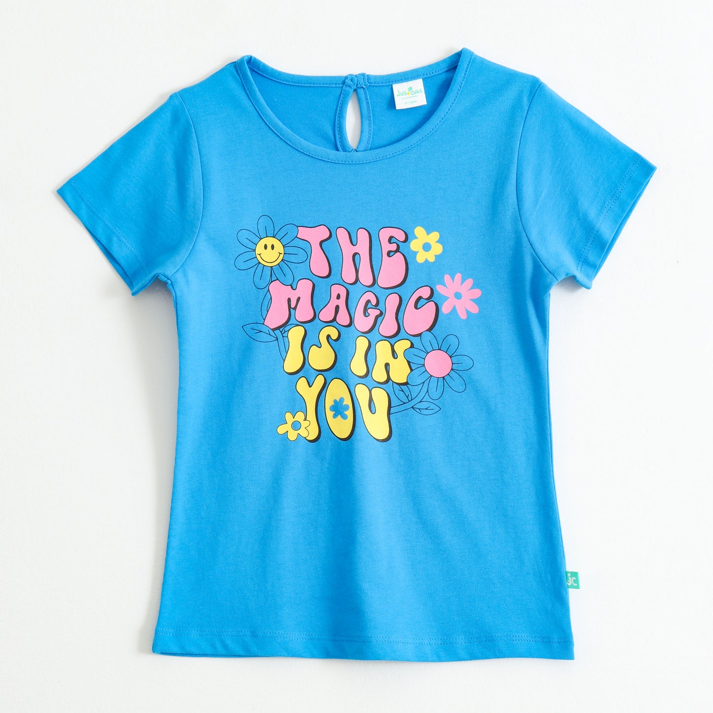 Girls Blue "The Magic Is In You" Graphic Printed Cotton T-Shirt