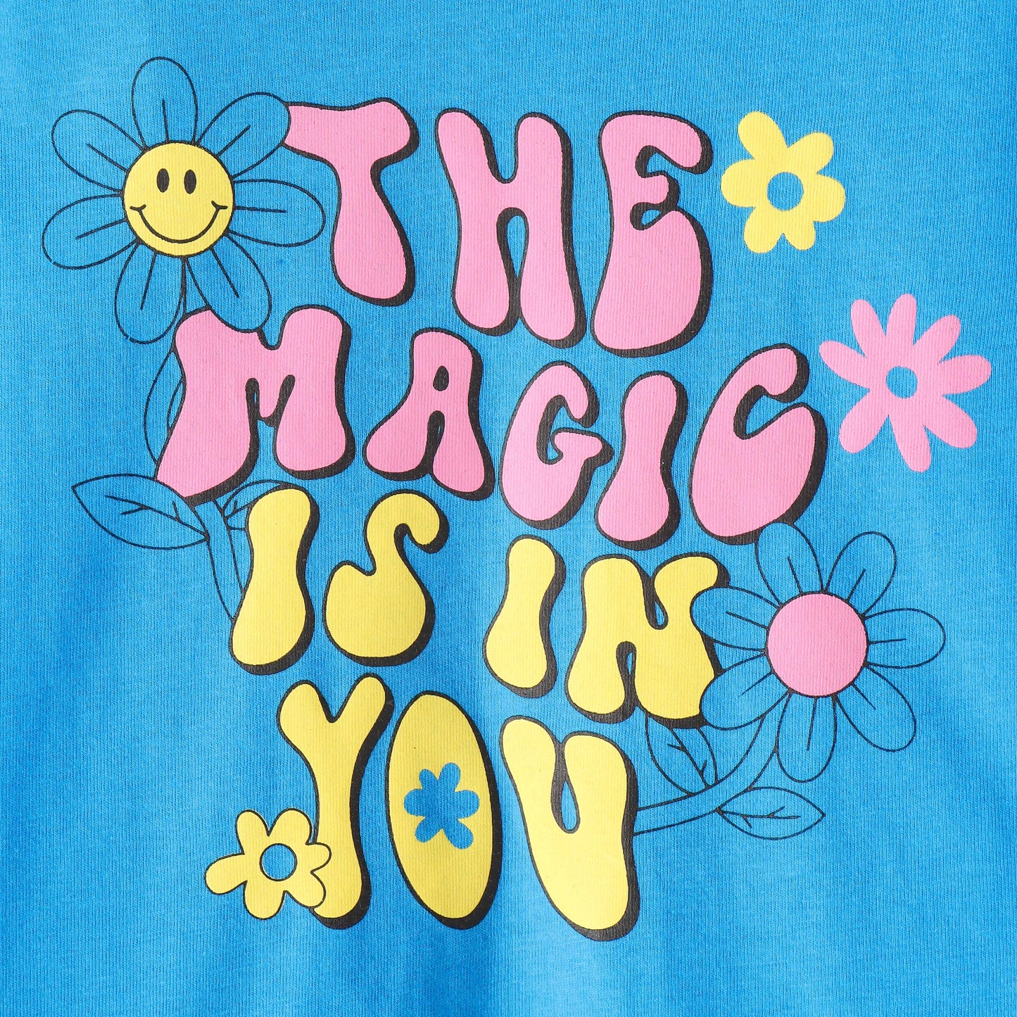 Girls Blue "The Magic Is In You" Graphic Printed Cotton T-Shirt