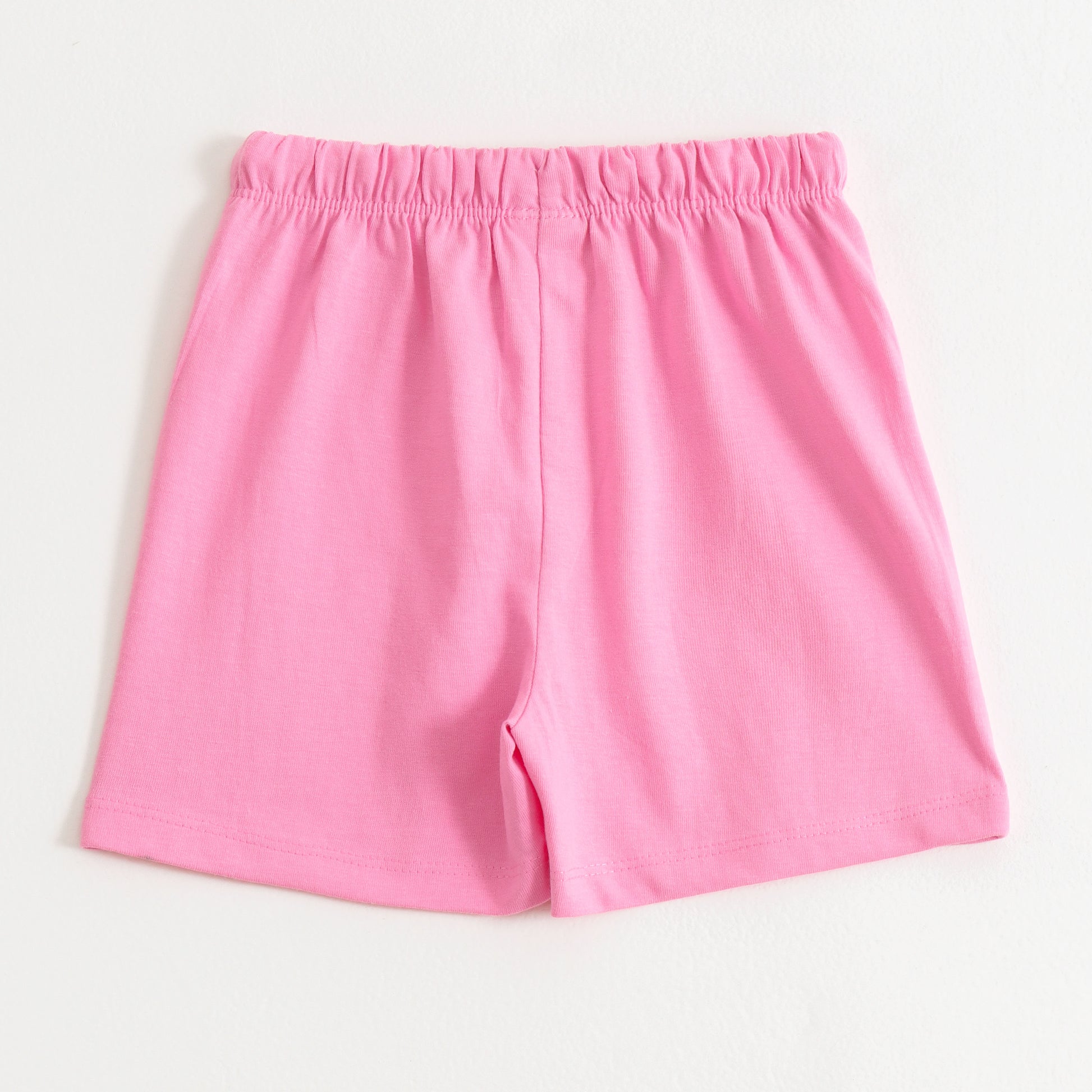 Girls Pink Smiley Patch Cotton Knit Shorts