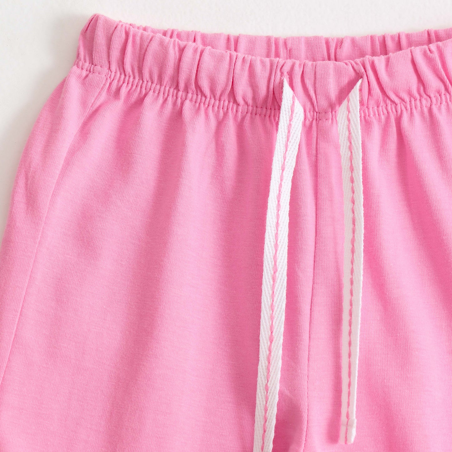 Girls Pink Smiley Patch Cotton Knit Shorts