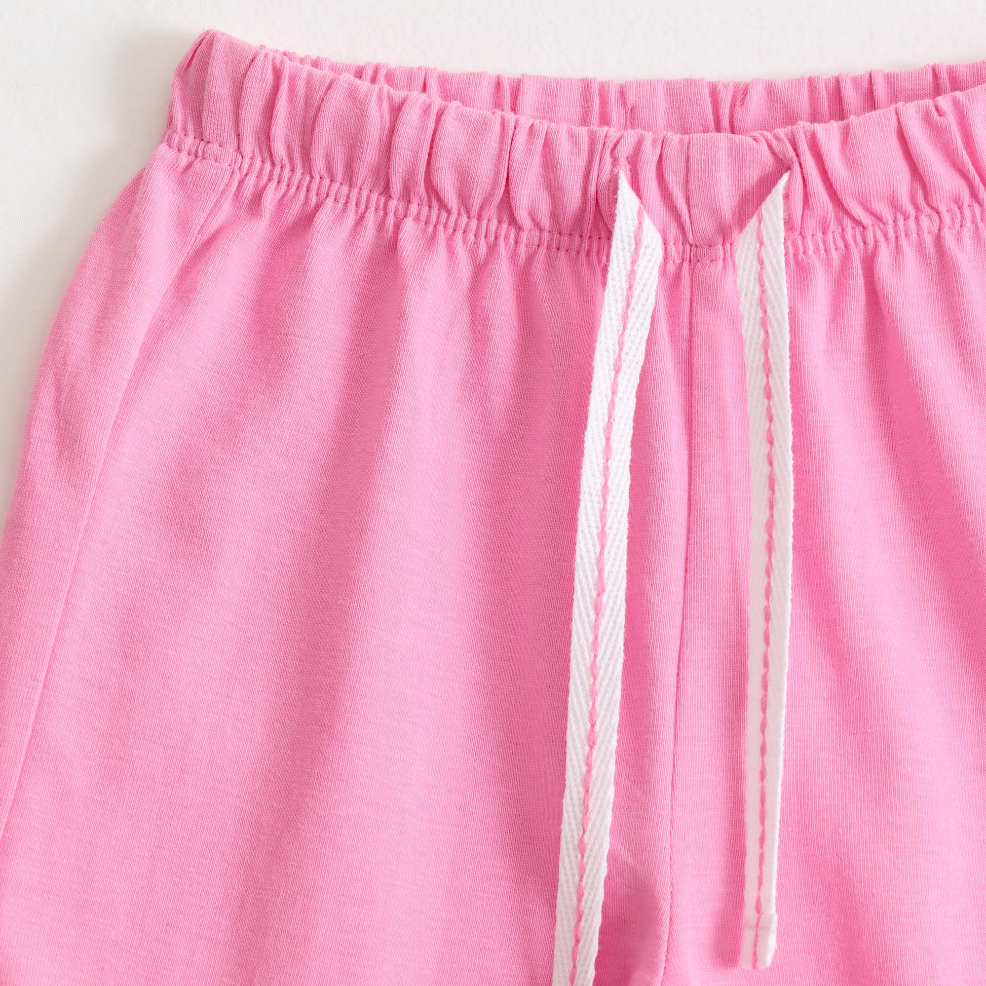 Girls Pink Smiley Patch Cotton Knit Shorts