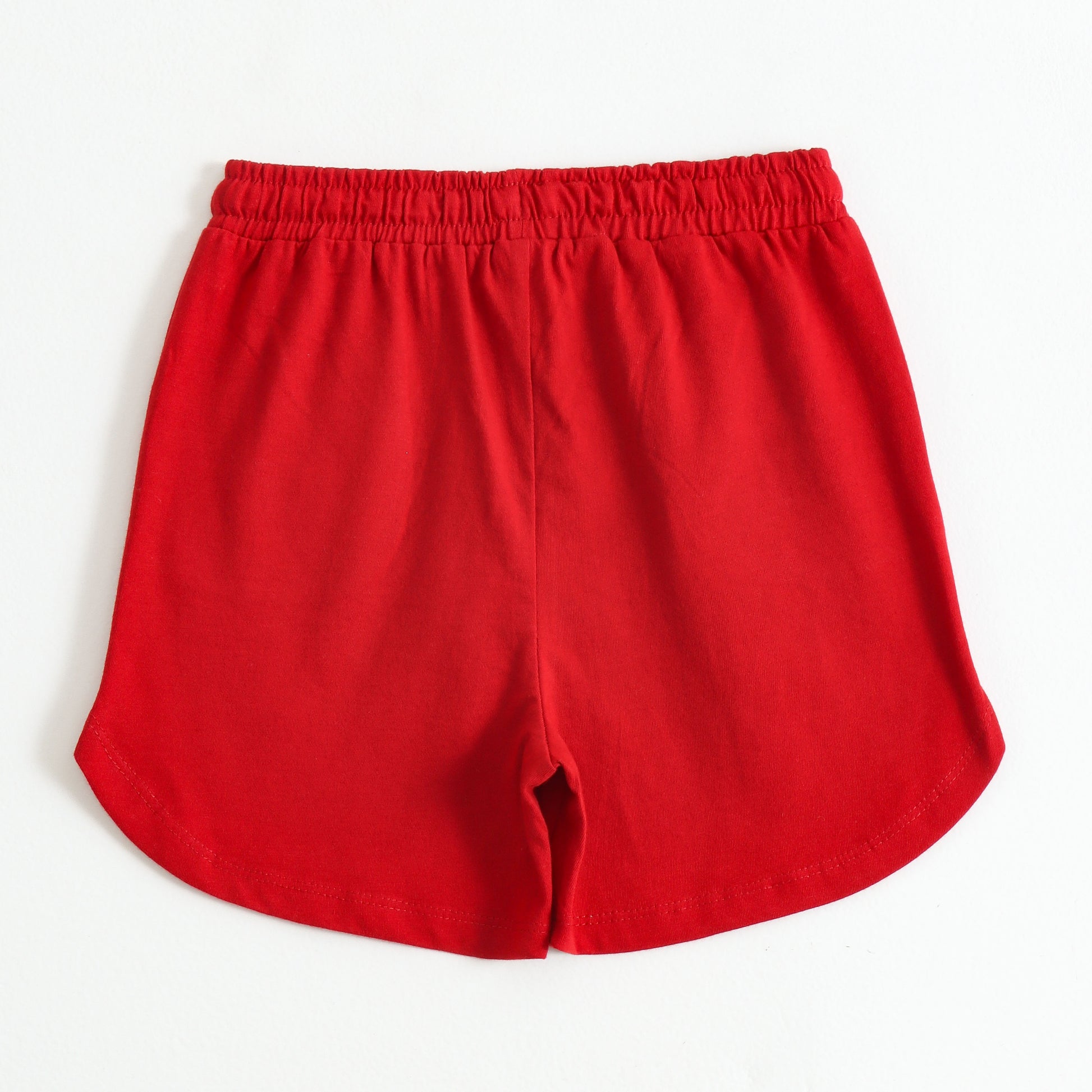 Girls Red Star Print Cotton Knit Shorts