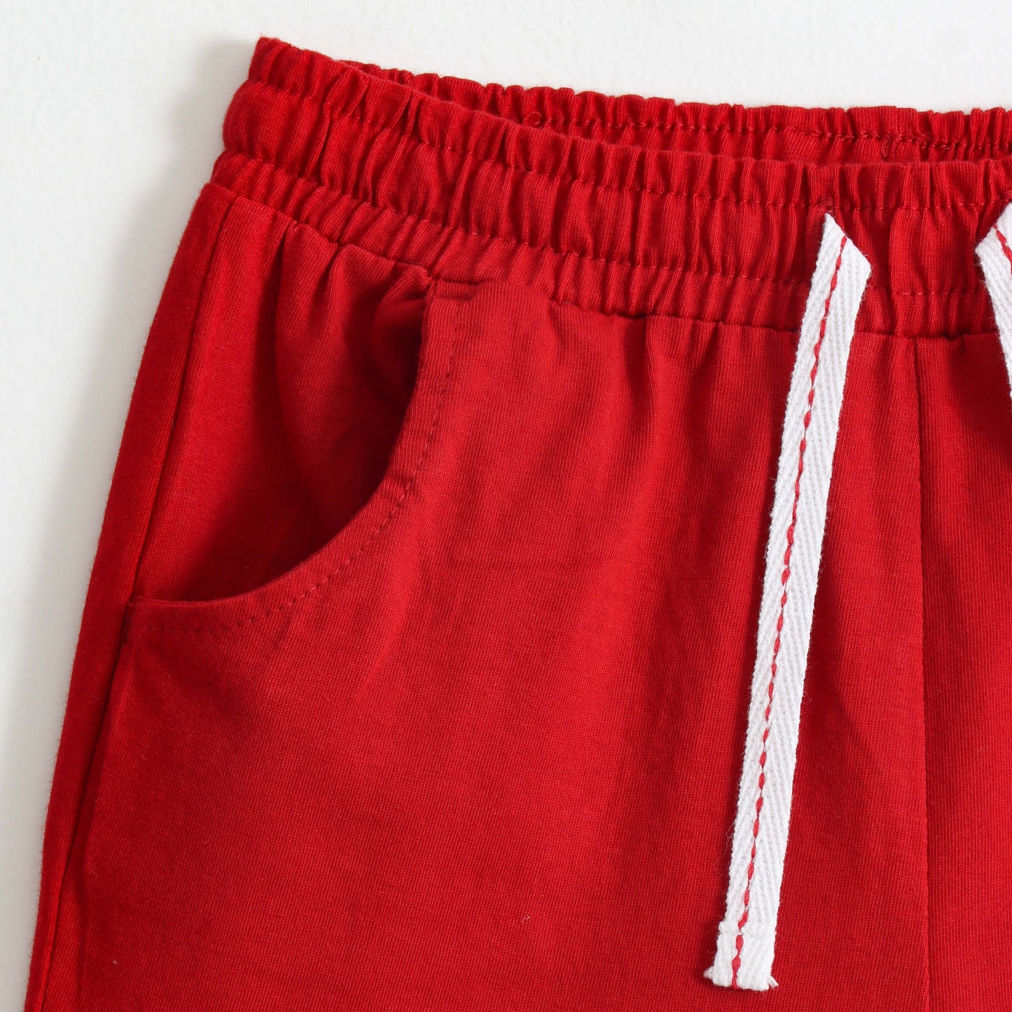 Girls Red Star Print Cotton Knit Shorts