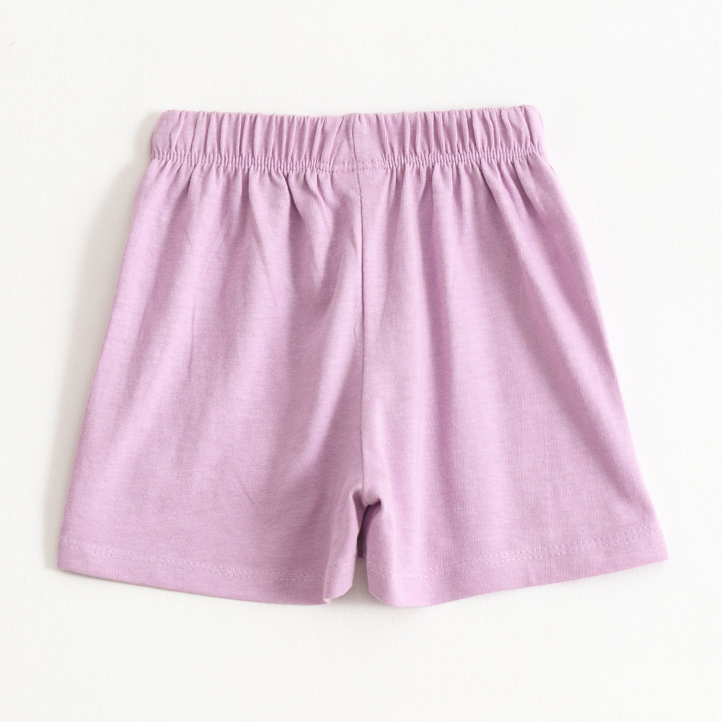Girls Lavender Smiley Patch Cotton Knit Shorts