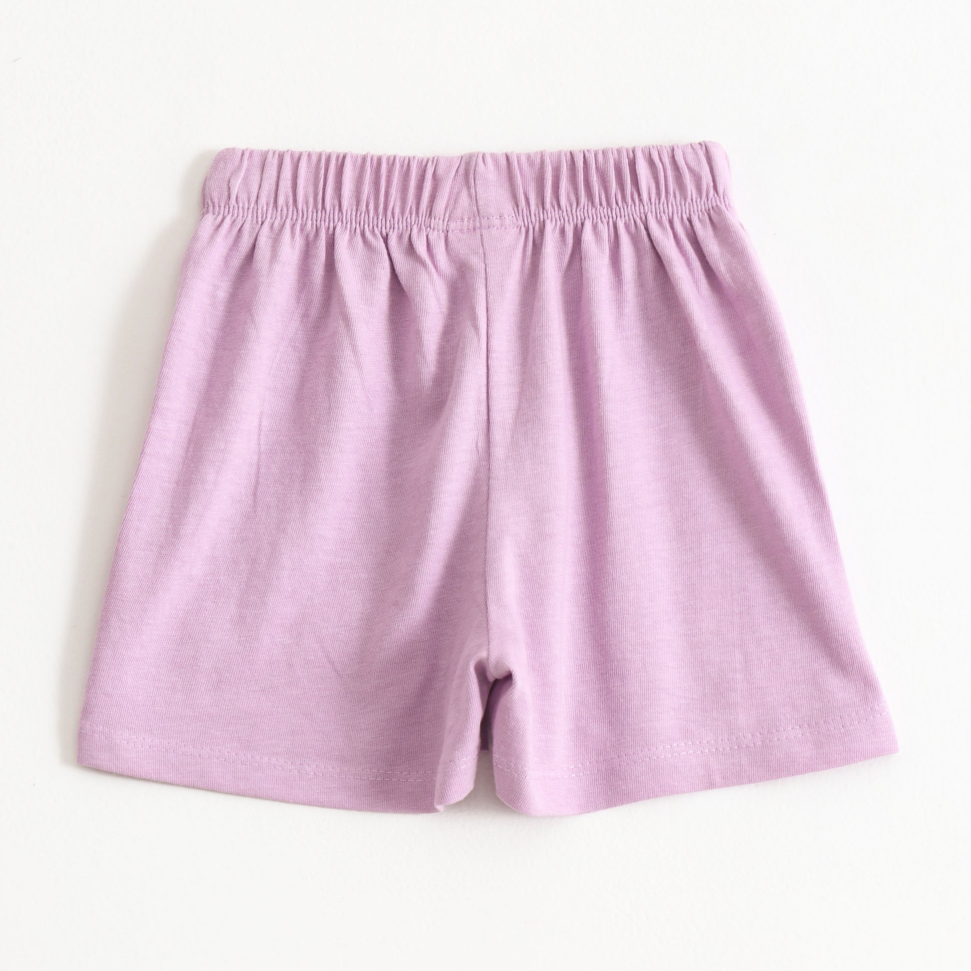 Girls Lavender Smiley Patch Cotton Knit Shorts