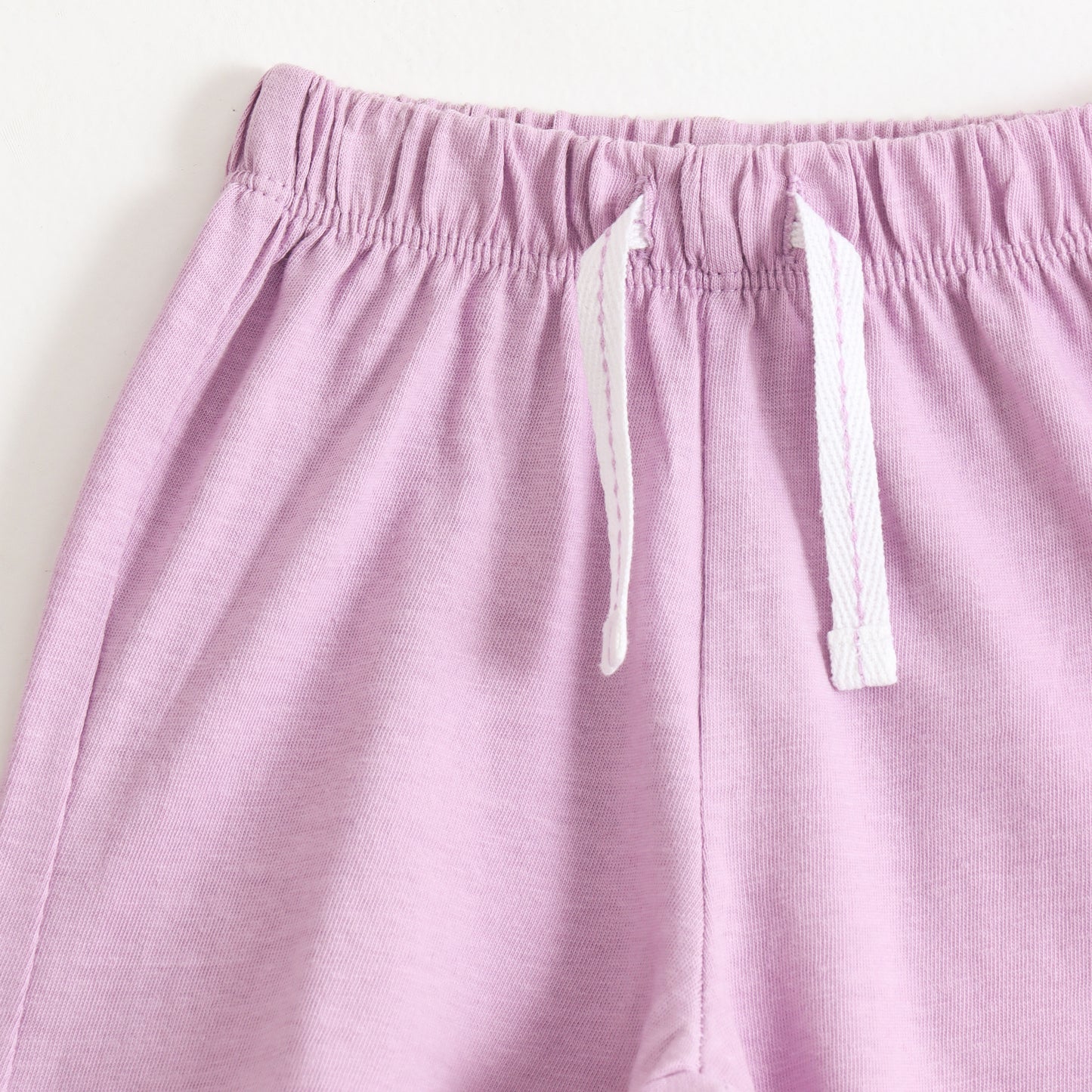 Girls Lavender Smiley Patch Cotton Knit Shorts