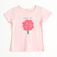 Girls Light Pink Family Tree Graphic Printed Cotton T-Shirt