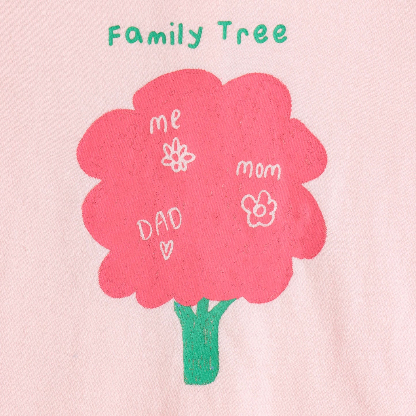 Girls Light Pink Family Tree Graphic Printed Cotton T-Shirt