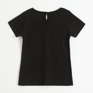 Girls Black She Can She Will Graphic Printed Cotton T-Shirt