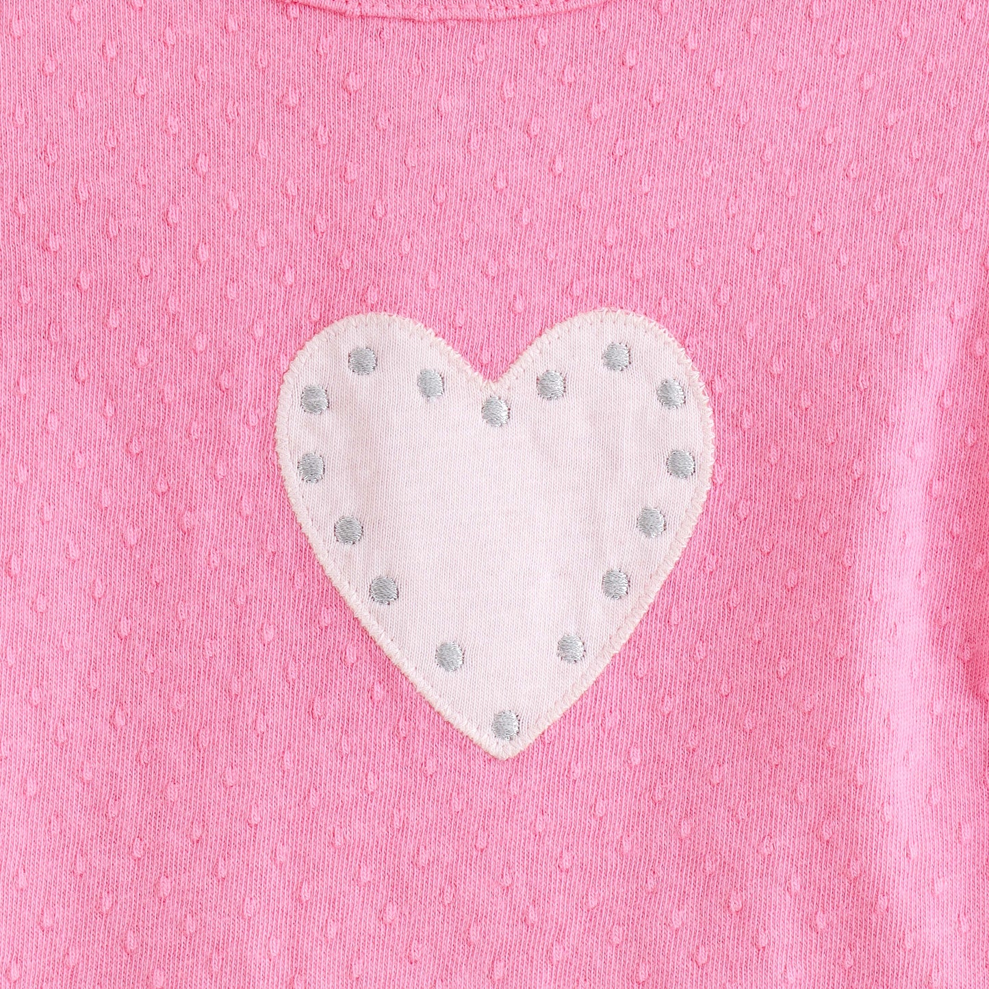 JusCubs Baby Girls Pink Textured Flutter Sleeve T-Shirt with Heart Applique