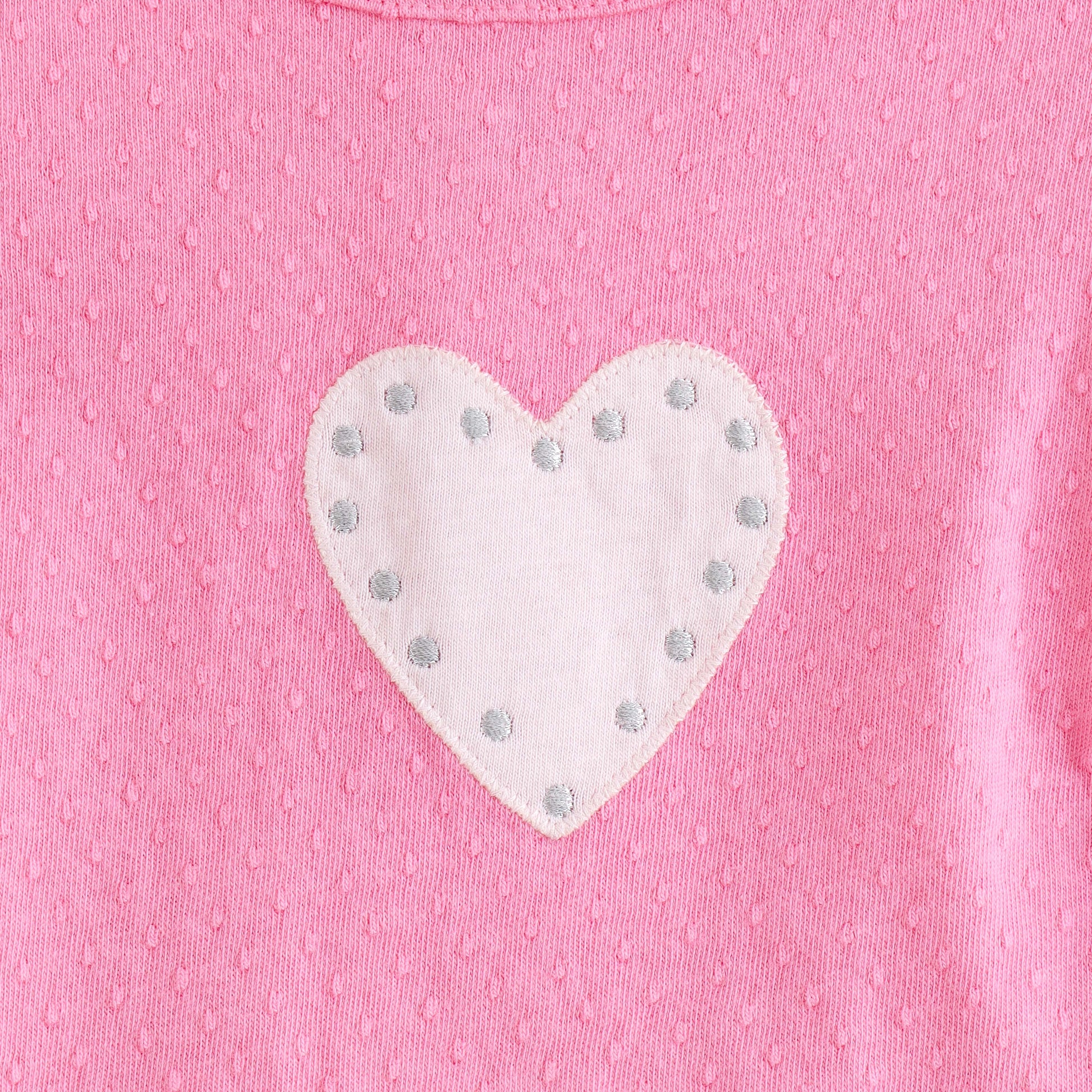 JusCubs Baby Girls Pink Textured Flutter Sleeve T-Shirt with Heart Applique