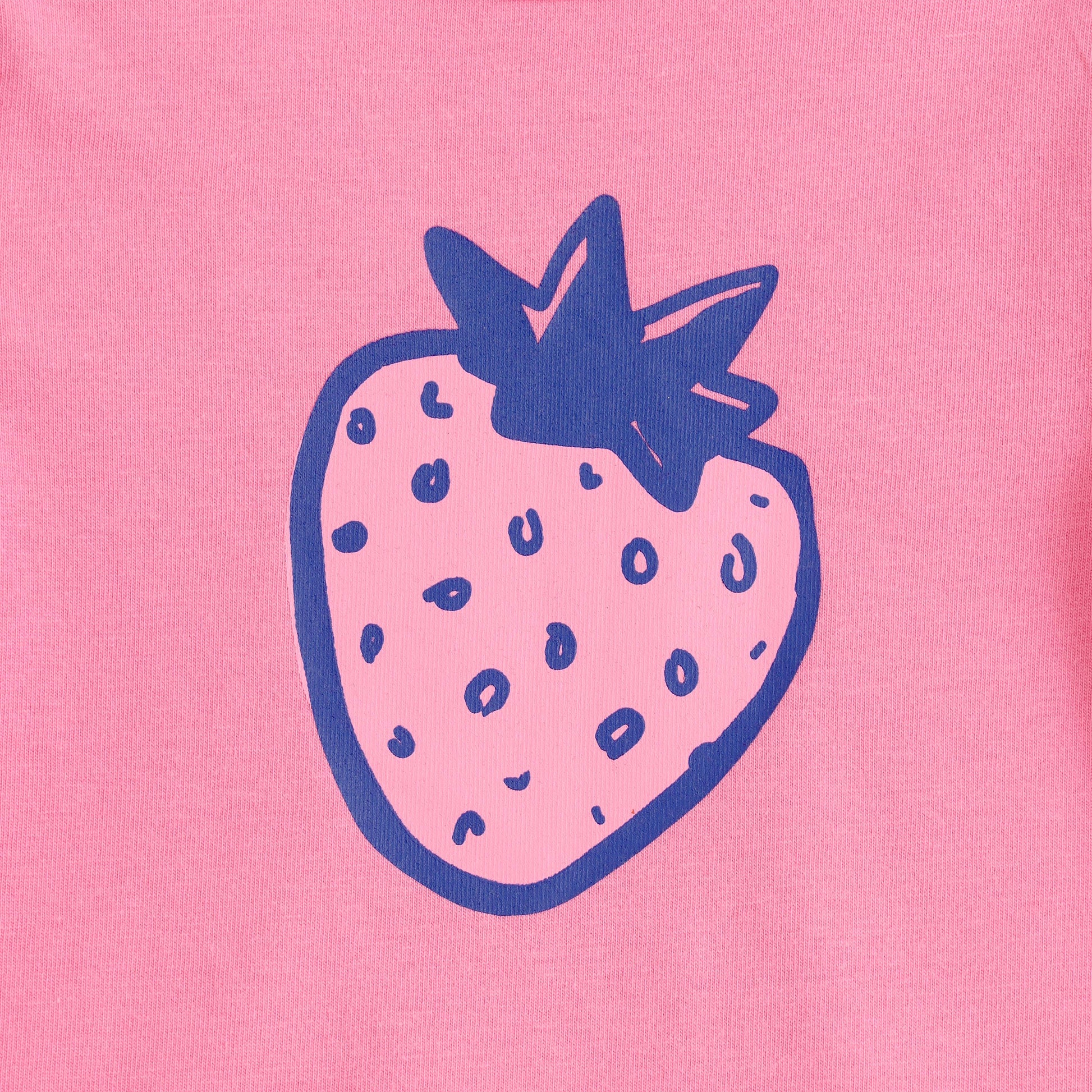 Baby Girls Pink Strawberry Graphic Printed Cotton T-Shirt