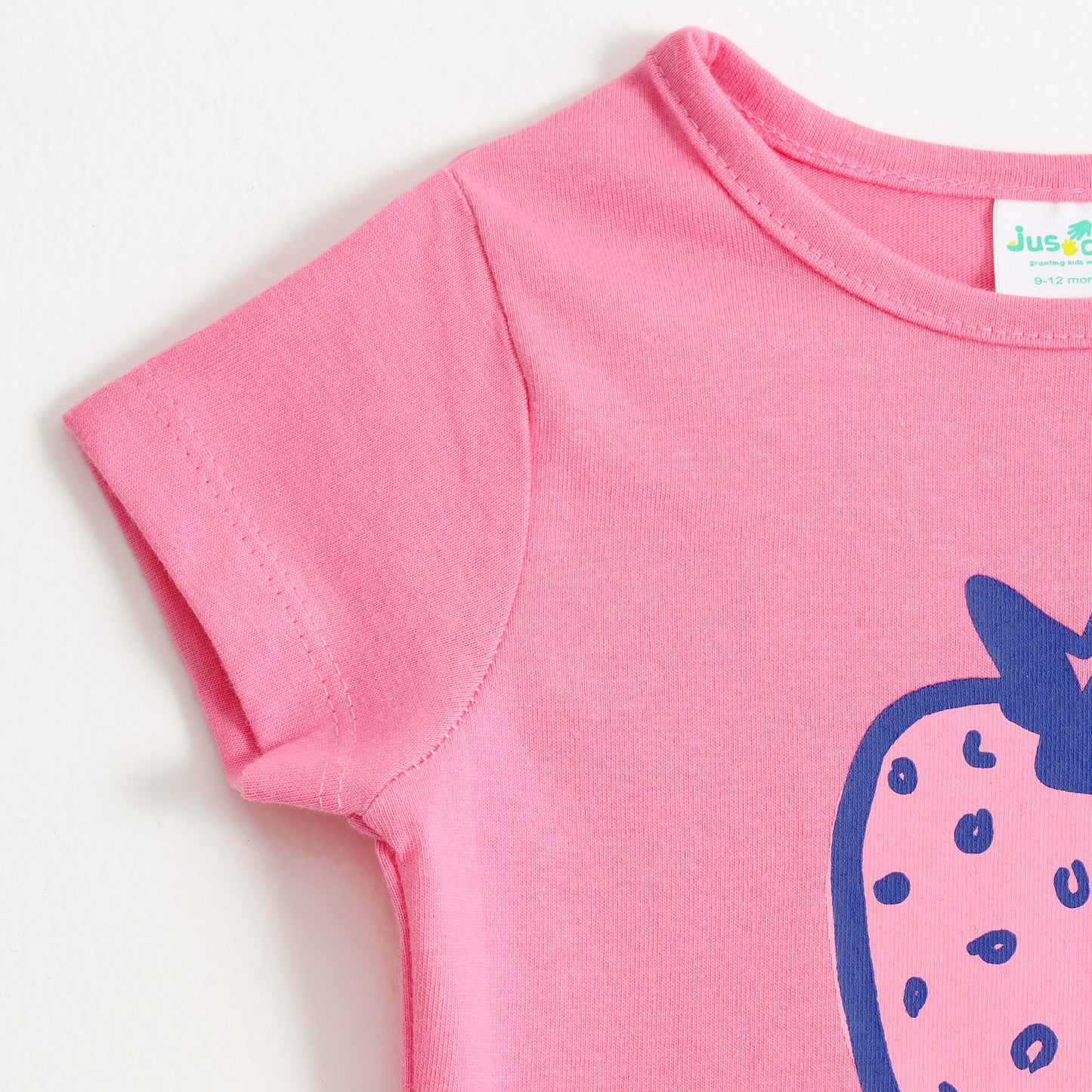 Baby Girls Pink Strawberry Graphic Printed Cotton T-Shirt