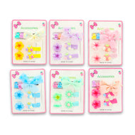 Girls Floral Bow Hair Clip Set – Assorted Pack of 3