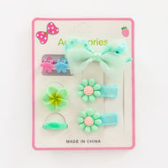 Girls Floral Bow Hair Clip Set – Assorted Pack of 3
